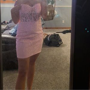 Beautiful corset strapless baby pink homecoming dress